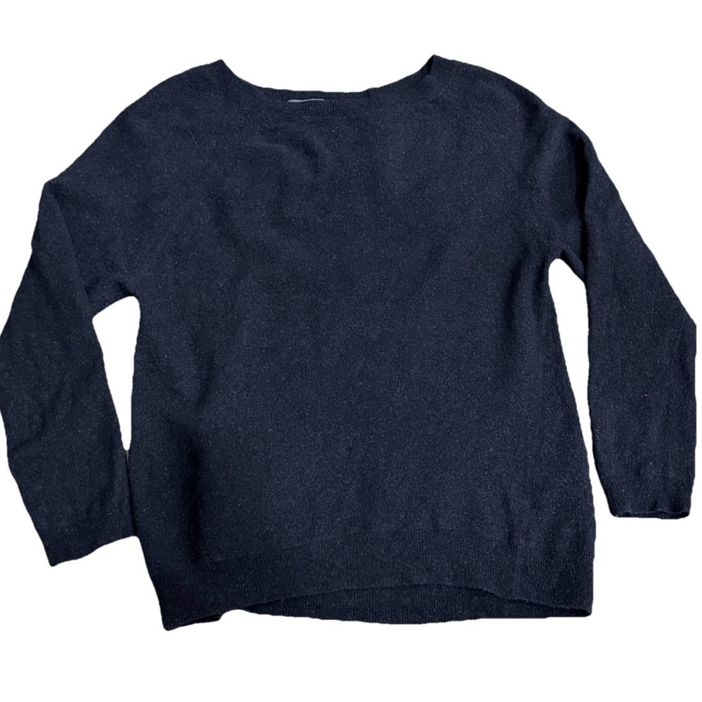 Vince Black Wool Angora Rabbit Hair Women Small Sweater Crew Neck Time Capsule